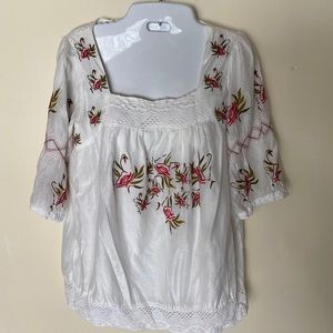 Romantic Chloè Embroidered Peasant Blouse